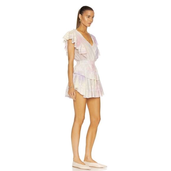 Love Shack Fancy Womens Gwen Mini Dress in Rainbow Size Medium Ruffle Eyelet - Picture 4 of 15